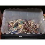 A large box of modern costume jewellery beads.
