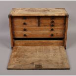A stripped mahogany specimen tool chest, brass plaque for J. S. Sisson.