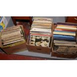 Three boxes of L.P records and 78rpm records including classical, easy listening and pop.