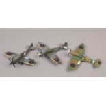 Three Franklin Mint Diecast metal model spitfire aircraft, RAF Spitfire 14, Supermarine and a