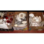 Three boxes of miscellaneous to include Royal Doulton Bunnykins, Wedgwood, Indian tree