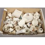 A box of crested china to include Willow Art, W. H. Goss and Arcadian etc.