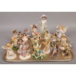 A tray of mostly ornamental fairies to include Leonardo collection and two Nao figures (damaged).