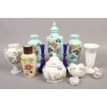 A collection of bone china and decorative glass including Wedgwood, Aynsley etc.