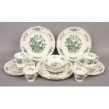 A Wedgwood Queens shaped green leaf 24 piece tea service.