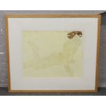 A large print after Auguste Rodin 'Femme Nue Allongee Sur Le Ventre' 90cm x 70cm.