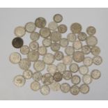 A quantity of pre-decimal coins, 38 shillings and 16 florins.