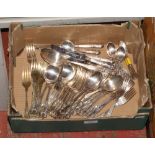 A box of Kings pattern cutlery to include forks, knives, spoon etc, approximately 50 pieces.