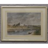 A framed pastel harbour scene, signed Ducat.