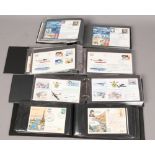Four folders of first day covers including Concord, Red Arrows, RAF 75th Anniversary, Navy and RAf