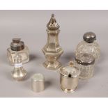 A group lot of hallmarked silver including sugar shaker assayed Birmingham 1991, mustard pot assayed