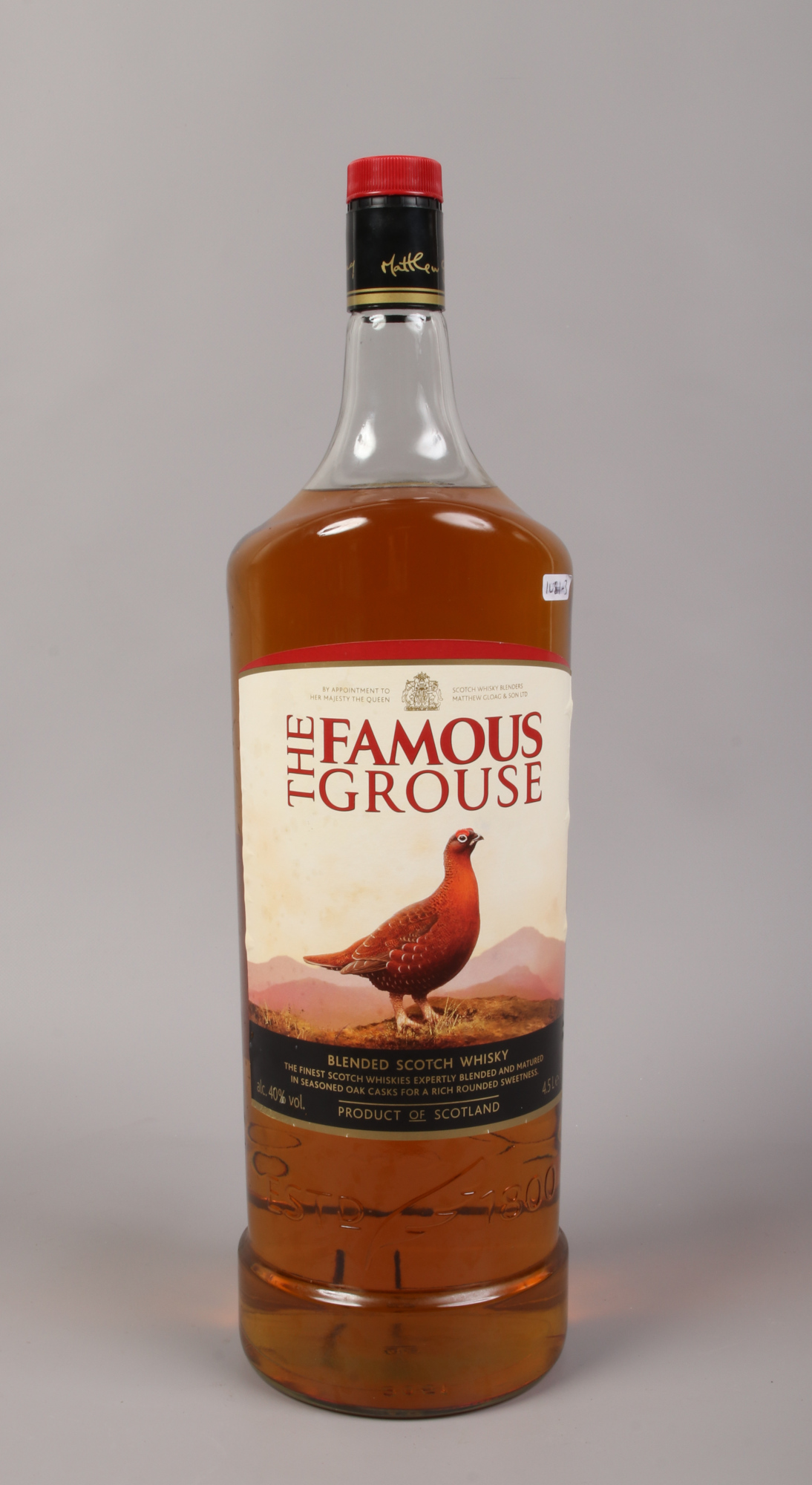 A 4.5 litre bottle of The Famous Grouse blended Scotch Whisky, unsealed.