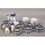 A Booths blue and white Old Willow six place coffee service with gilt border decoration.