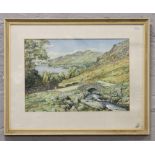 A. E. Bennett, framed watercolour rural landscape with a reservoir.Condition report intended as a