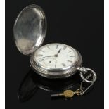 A bi metal silver full hunter pocket watch with key,assayed Chester 1898 by Henry Green.