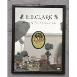 A framed advertising wall mirror for H. B. Clark, Clarks Brewery.