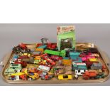 A tray of vintage Diecast model vehicles including Corgi James Bond, Aston Martin DB5, Dinky, Lesney