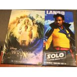 Two large film advertising posters, Solo a Star Wars Story and a Wrinkle in Time 235xm x 152cm.