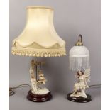 Two figural table lamps, one formed as a child swing and a fairy.