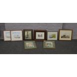 A collection of pictures, prints and a framed watercolour Woody Bay Lynton, Devon monogrammed G.S.