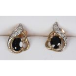 A pair of 9ct gold sapphire and diamond ear studs.