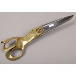 A large pair of brass and iron Tailor's scissors by T. Wilkinsons & Son Sheffield.