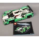 A Lego Technic 42039 24 hour race car a pre-built detailed model with full instruction manual.