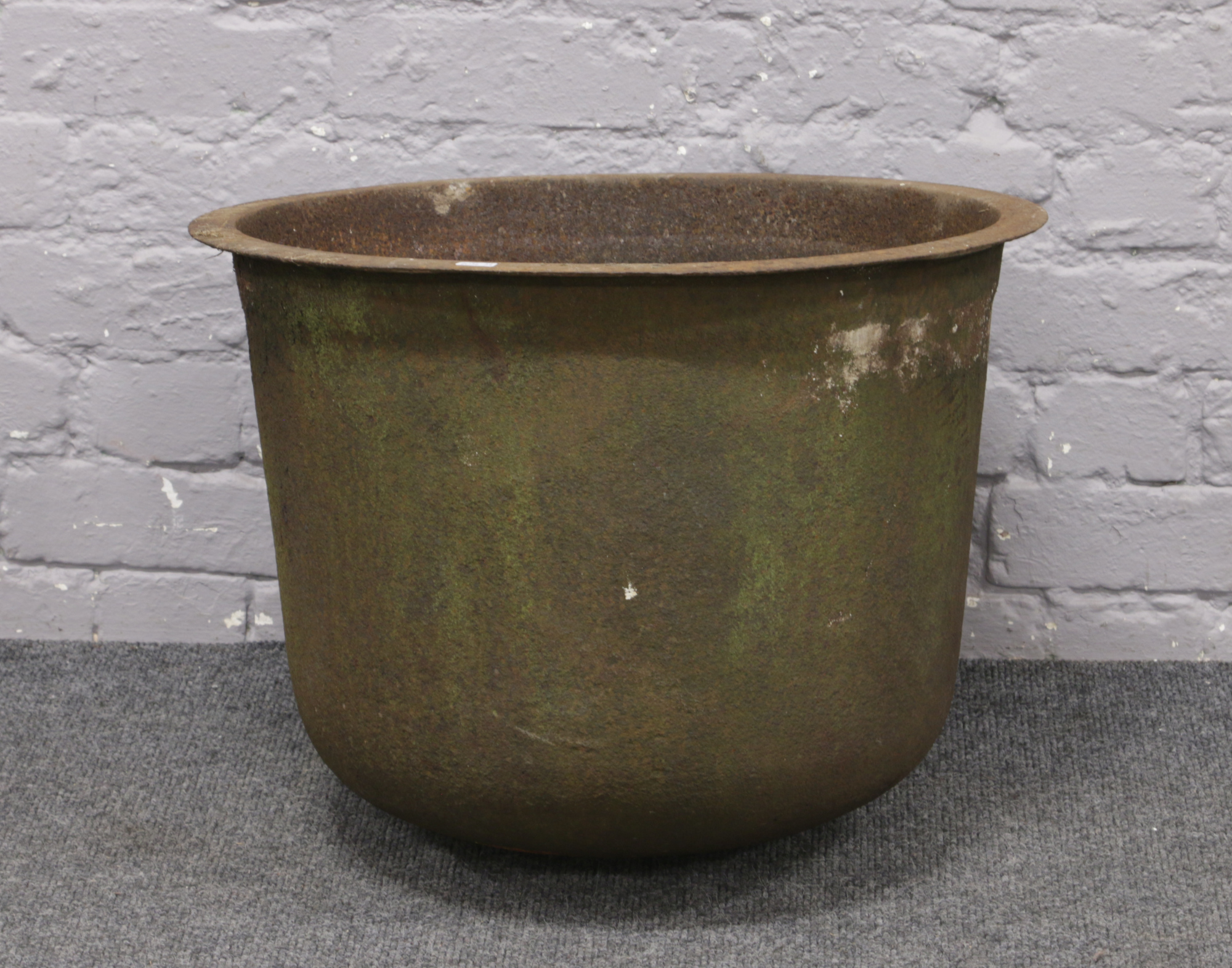 A cast iron cauldron.