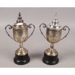A pair of silver trophies Doncaster Golf Club challenge winner 1925 & 26 awarded to H.J.Lodge,