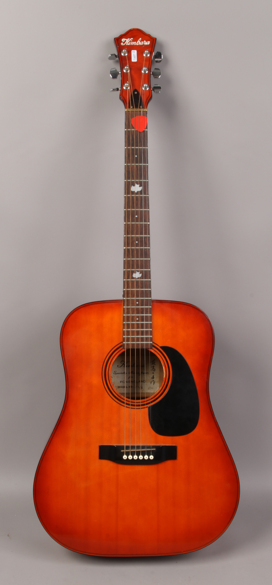 A Japanese made Kimbara acoustic guitar, model 141 / B in Stagg carry bag.