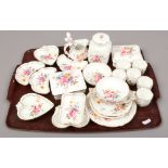 A tray of Royal Crown Derby ceramics, various coloured back stamps, Derby posie design etc.