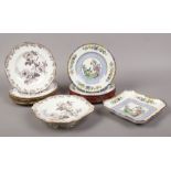 A quantity of Wedgwood pearl cabinet plates along with a quantity of Copeland Spode dishes.