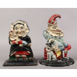 A pair of Victorian cast iron hand painted Punch and Judy door stops.