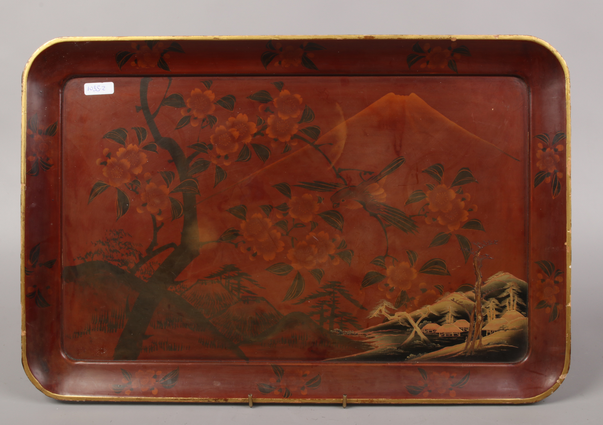 A Japanese lacquer work tray.