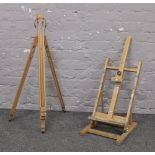 A table top Daler Rowney artists easel and a tripod example.