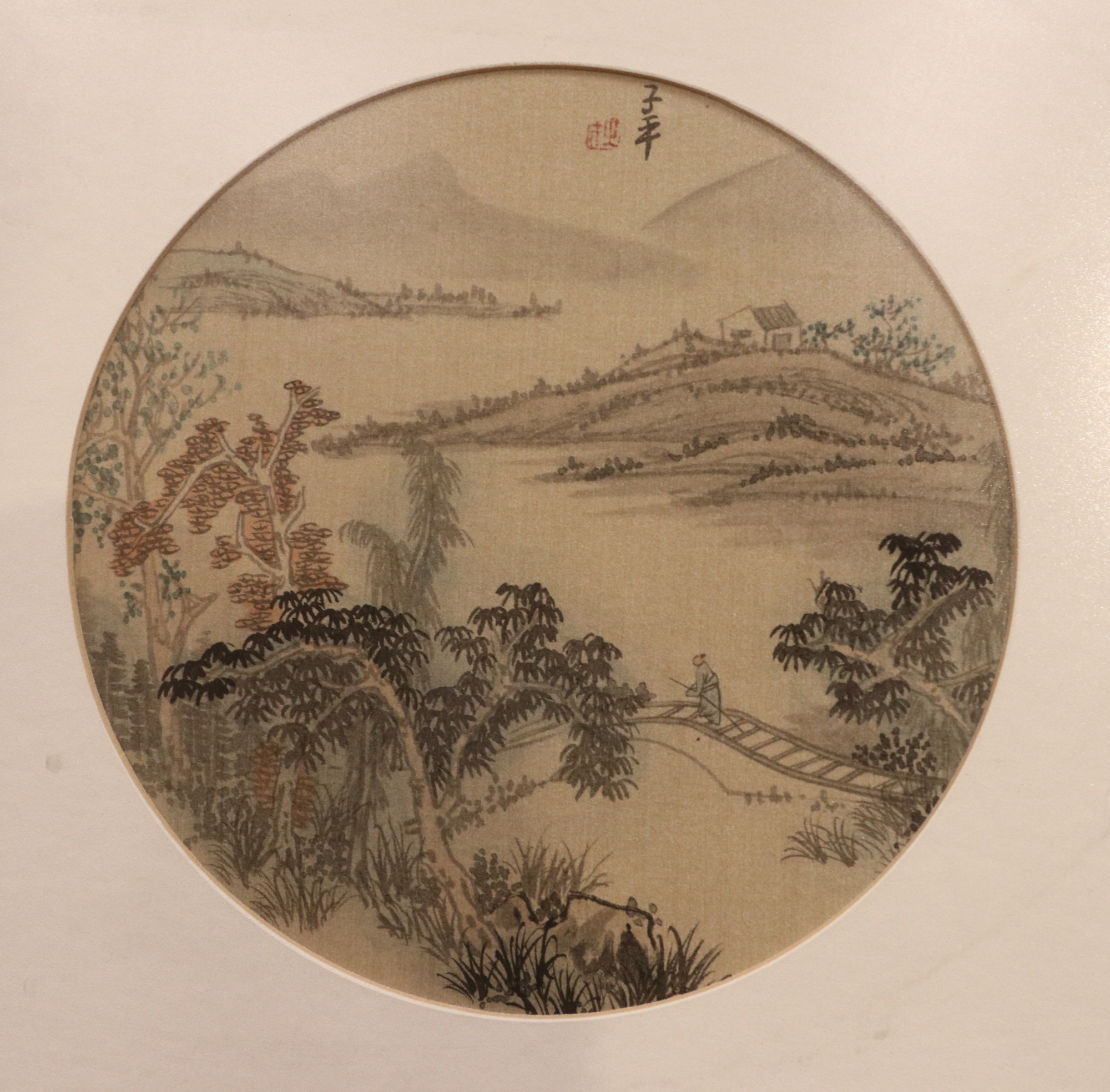 A pair of early 20th century Chinese paintings on silks framed as one.Condition report intended as a - Image 2 of 3
