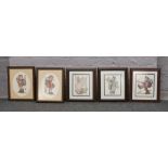 Five framed Hummel embroideries.