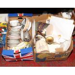 Two boxes of miscellaneous to include green Wedgwood Jasperware vase, ceramic plates, vintage