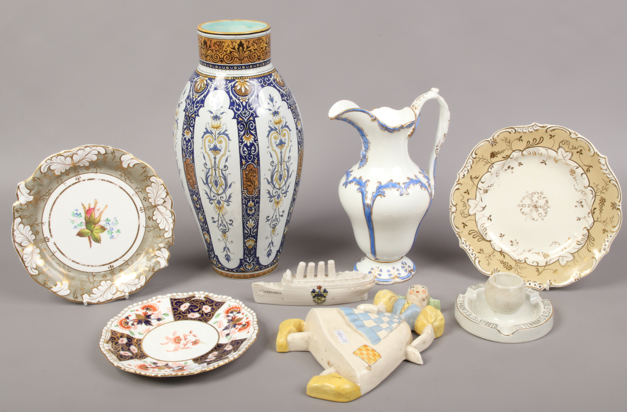 A collection of ceramics to include Coalport, Crown Devon, Tennants match strike etc.