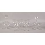 Fifteen Edwardian engraved crystal drinking vessels, all bearing monogram C.D including 6 x
