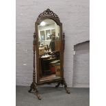 A large stained pine barleytwist dressing mirror.