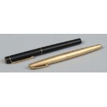 A gold plated Sheaffer fountain pen with 14ct gold nib, along with another Sheaffer 14ct gold nib