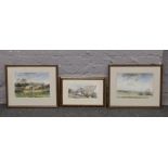 Two framed G. H. Yates watercolours, rural landscapes scenes, along with a similar H. Baxter limited