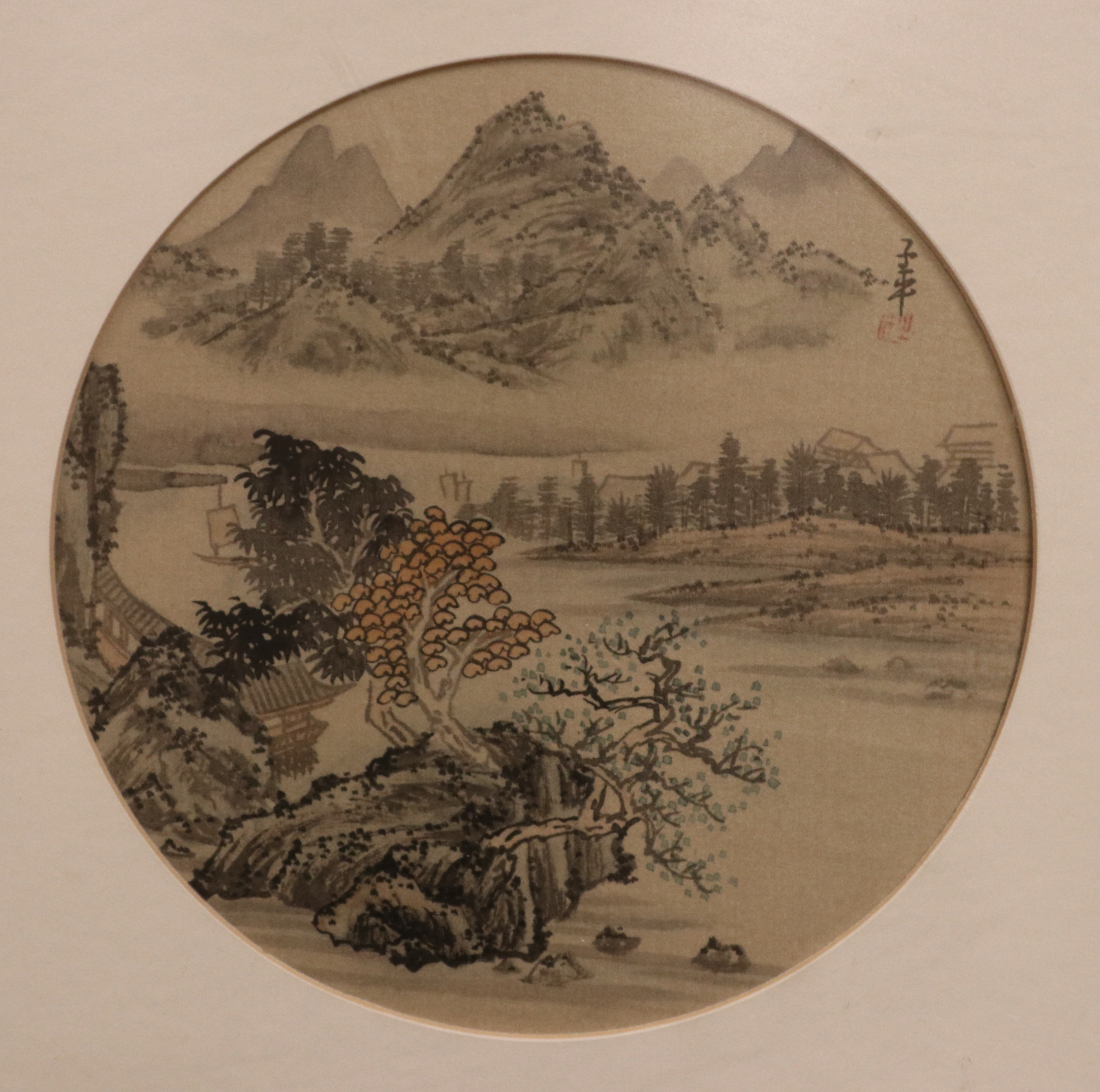 A pair of early 20th century Chinese paintings on silks framed as one.Condition report intended as a - Image 3 of 3