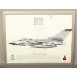 A framed print of a Tornado GR4 and RAF No. 617 Squadron autographs.