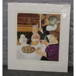 A limited edition Beryl Cook print, Dining in Paris, signed in pencil 478/650 51 x 44cm with C.O.A