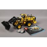 A Lego Technic model of a Volvo L350 4 wheel loader fully built with remote control and full