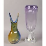 Two Adam Jablonski art glass vases, signed, tallest 36cm.
