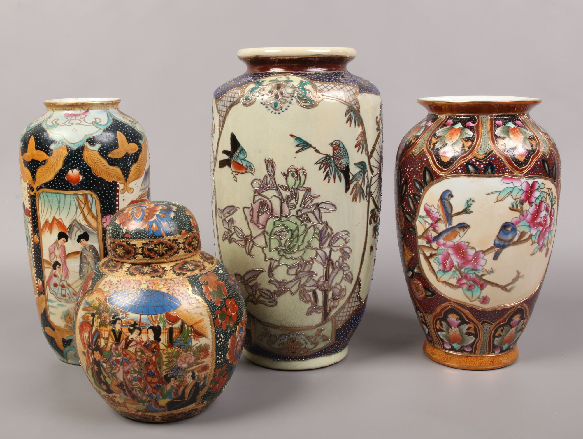 A quantity of large decorative oriental ceramics to include vases, ginger jar etc.