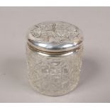 A Reynolds angels silver topped jar, assayed Birmingham 1902 by Henry Matthews.
